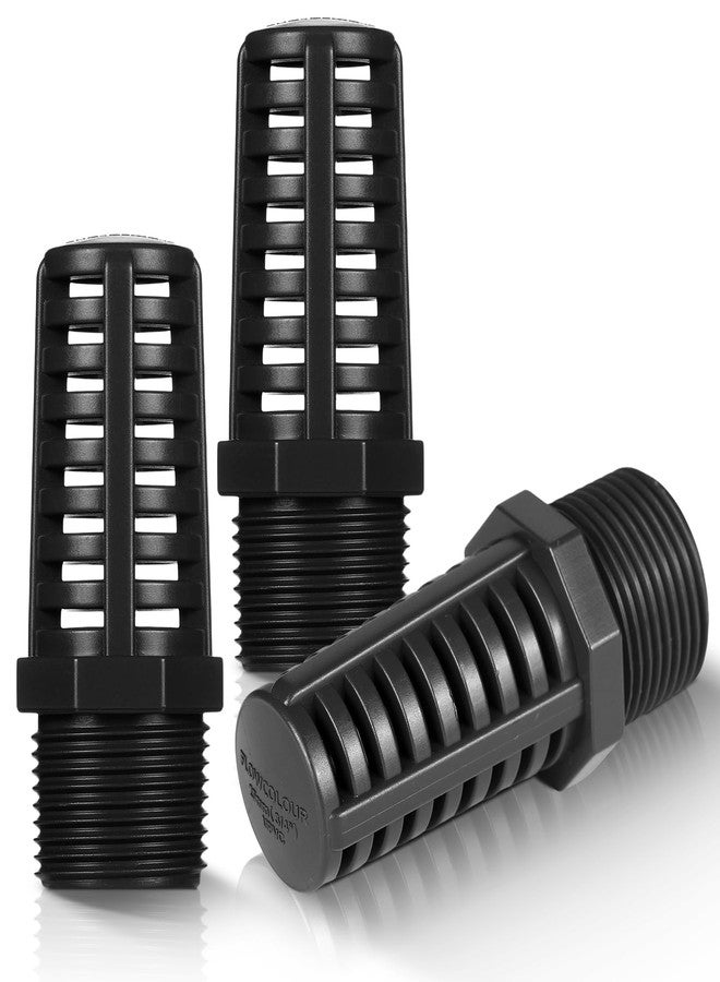 Glooglitter 3 Pcs Threaded Suction Overflow Strainer, 3/4 Inch Screen Strainer, High Impact Resistant Gray Black PVC, Drain Fitting Connectors for Fish Aquariums and Permeable Vent Cap for Aquarium - Image 1